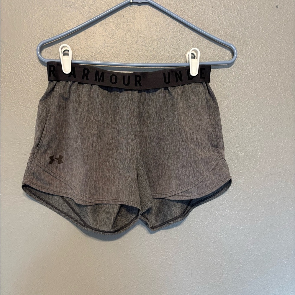 Under Armour Women's Gray Heather Athletic Shorts with Branded Waistband
